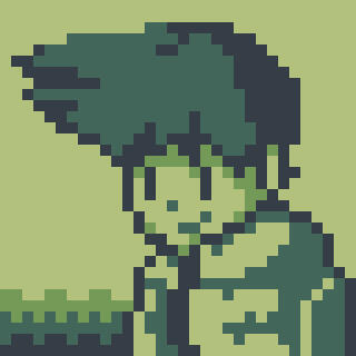 Retrato pixel art do meu OC em estilo gameboy