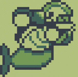 Sprite do inimigo Chargin' Chuck de Super Mario World versão sereio em estilo Gameboy